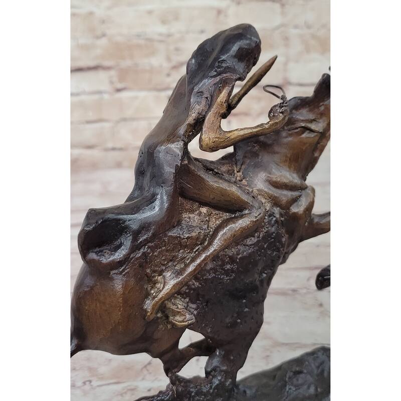 Cheyenne By Frederic Remington Native American Riding Horse Bronze Statue Sculpture 8 Inches X 10 Inches