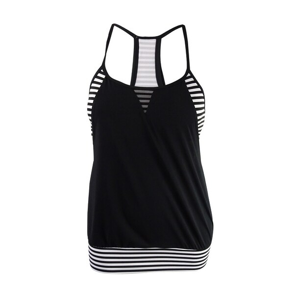 women's nike textured stripe layered tankini top