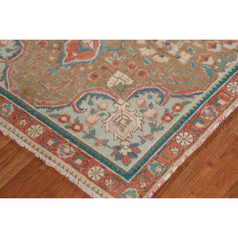 Hand Knotted Oriental 100% Wool Carpet Traditional Medallion Brown Tabriz Area Rug - 4' 9'' X 3' 0''