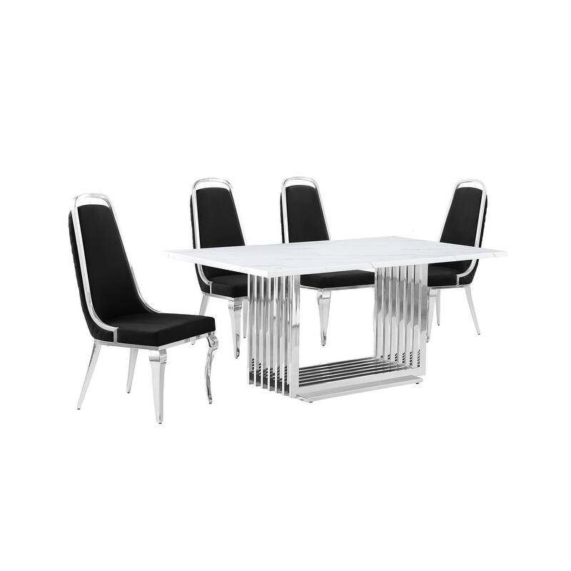 Best Quality Furniture D310/1-SC310-7 Dining Set with 68" White Marble Top