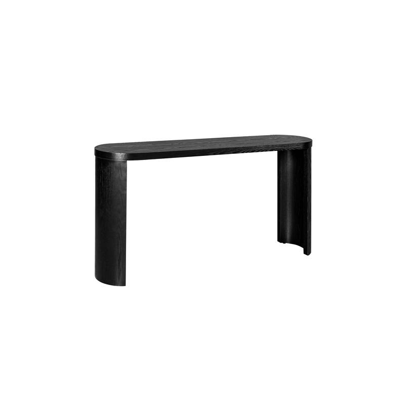 60" Thick Top Console Table with Curved Legs, Inward or Outward Mounting Option for Living Room & Entryway (Black)