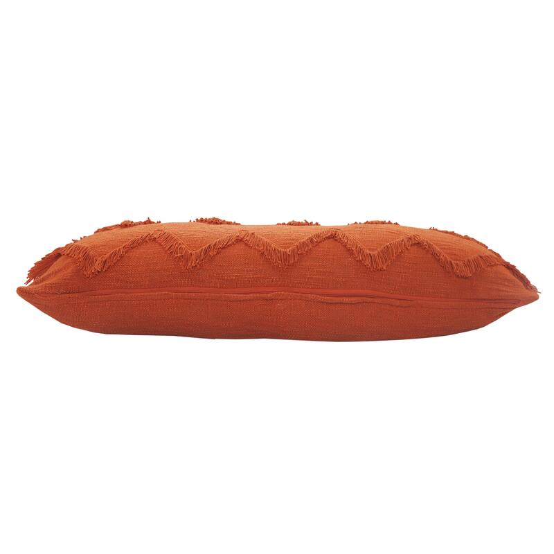 Sevita Solid Cinnamon Chevron Shag Lumbar Throw Pillow