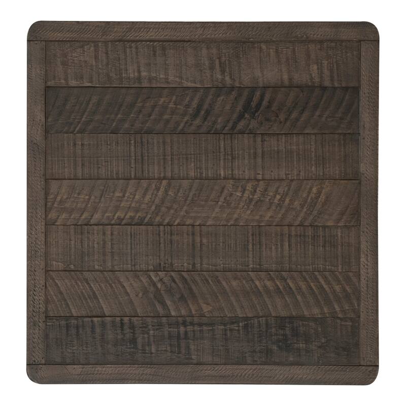 NADAAL STUDIOS Brannon End Table, Solid Pine Wood with Driftwood Finish, Rustic Design, Dark Brown