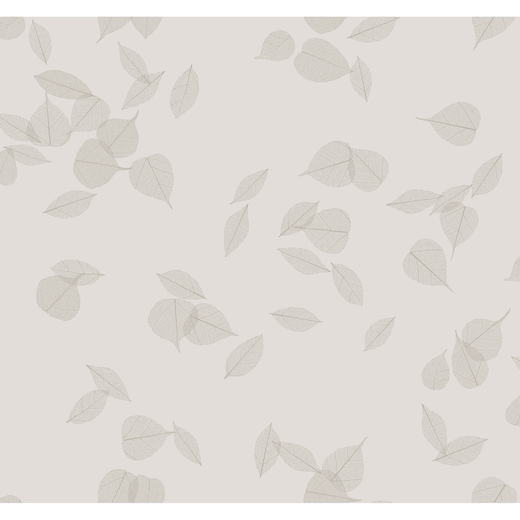 Myles Light Grey Leaves Wallpaper