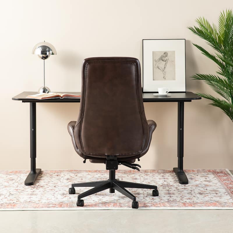 Glitzhome Modern Adjustable Swivel High Back Ergonomic Office Chair with Footrest and Armrest