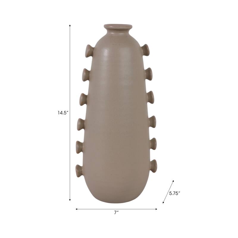 Stoneware Vase Unique Artistic Side Detailing Contemporary Home Decor