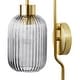 preview thumbnail 6 of 11, Adrienne River of Goods Smokey Glass and Metal Retro Wall Sconce - Smokey Purple - 5.375" x 8.625" x 32.25"