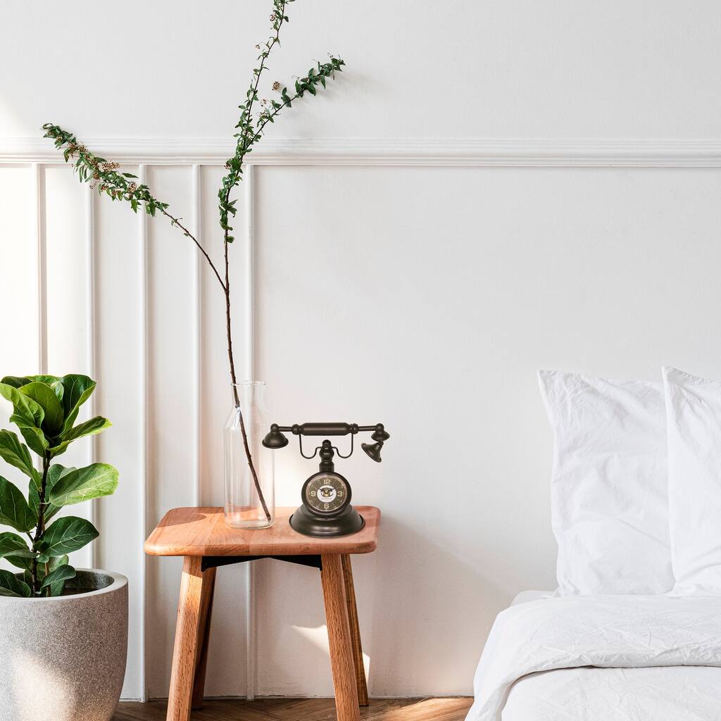 Brown Vintage Telephone Metal Table Clock - 12*9.5*7