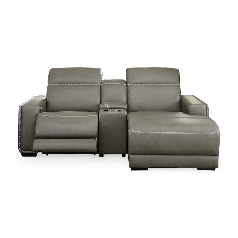 Signature Design by Ashley Correze Gray 3-Piece Power Reclining Sectional with Chaise - 88"W x 65"D x 33"H