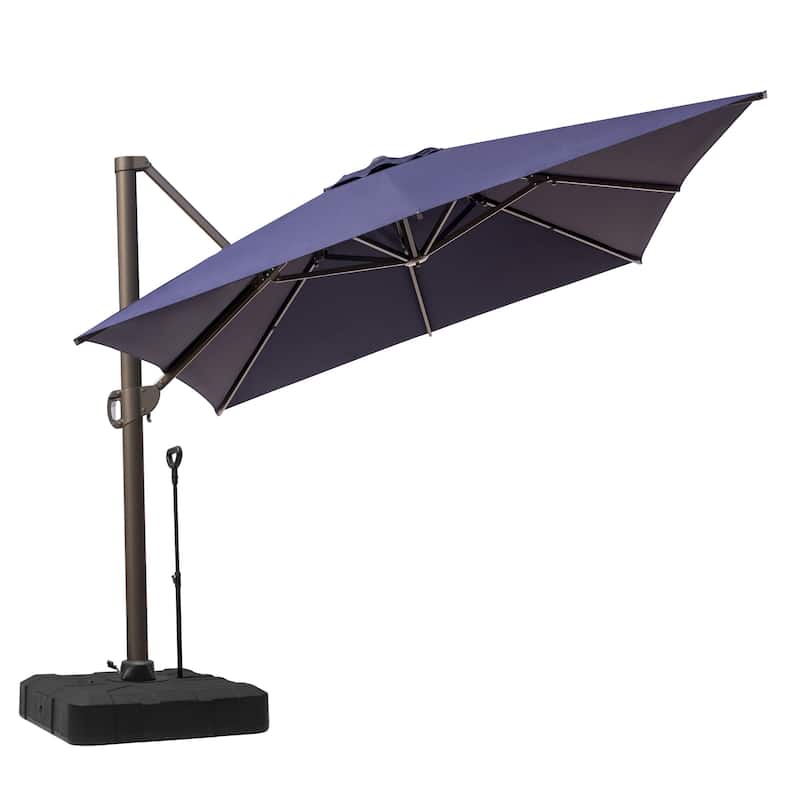 13 ft x 10 ft Outdoor Luxury Aluminum Patio Cantilever Offset Umbrella with Base