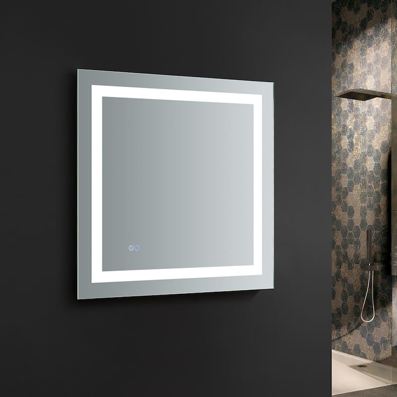 Fresca Luminosa 30" x 30" Framed Bathroom Mirror with LED Lighting and