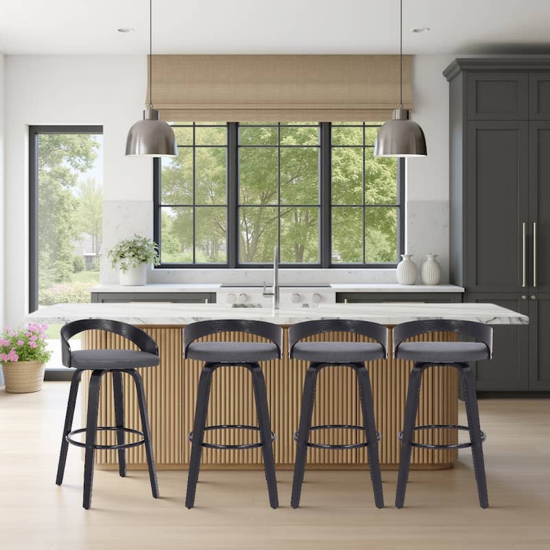 Carson Carrington Solavagen Mid-Century Modern Swivel Counter or Bar Stool - Grey & Black - Counter Height - Set of 4