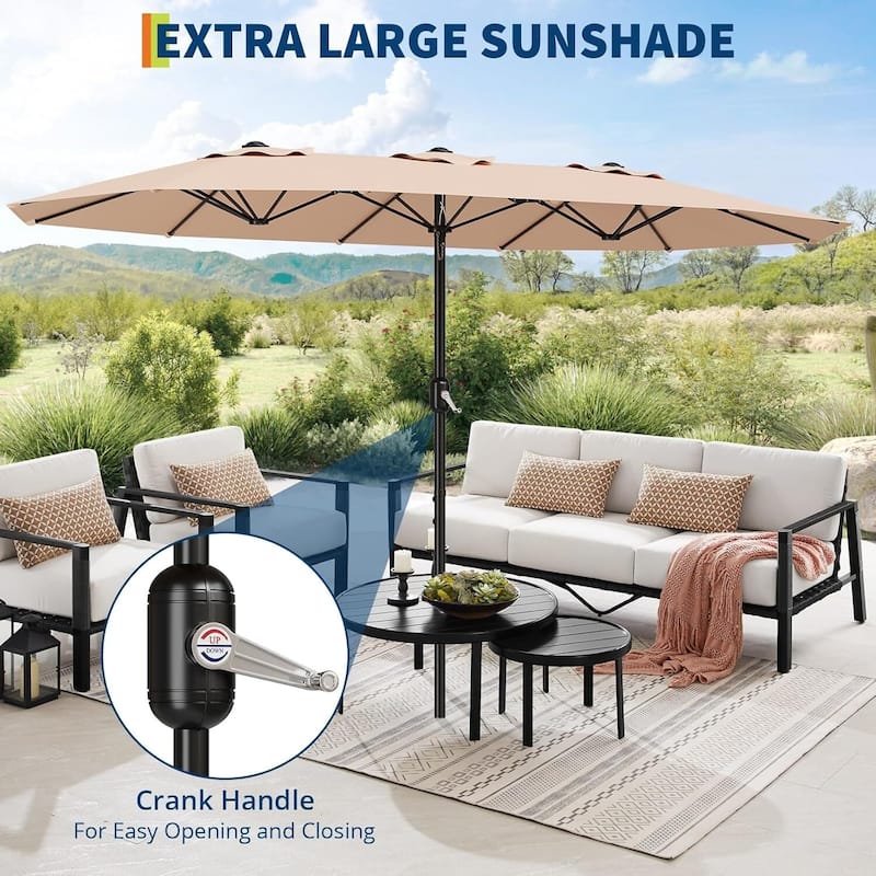 13FT Double-Sided Patio Umbrella for Deck, Pool, Garden, Backyard