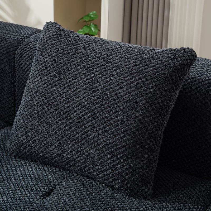 Roomfitters U Shaped Modular Sectional Sofa Bed Chaise, 6-Piece Cloud Tufted Floor Couch with 2 Ottomans and 4 Pillows