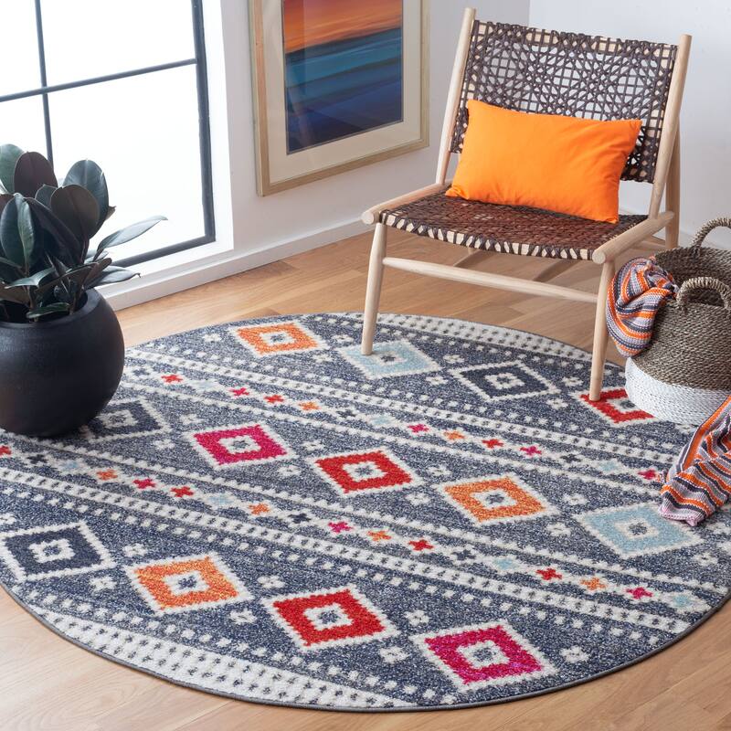 SAFAVIEH Adirondack Slagjana Moroccan Boho Rug - 6' Round - Grey/Beige