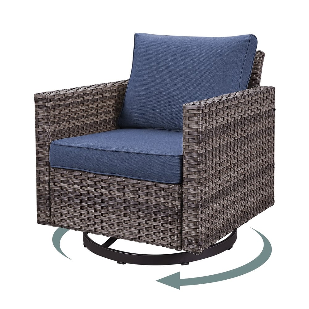 Gymojoy Wicker Swivel Glider Chair with 4 inch Olefin Cushions