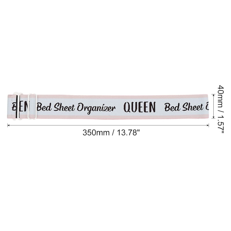 Adjustable Bed Sheet Organizer Bands 350x40mm, Pink/White, QUEEN - Pink/White - 2 Pcs
