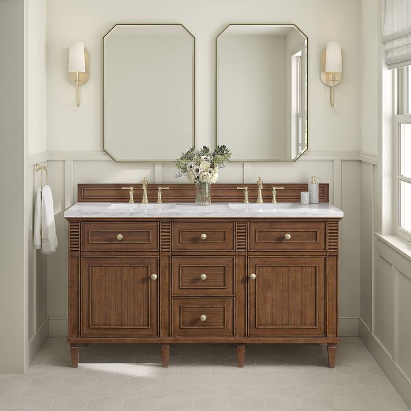 James Martin Vanities Lorelai 60" Double Vanity, Mid-Century Walnut