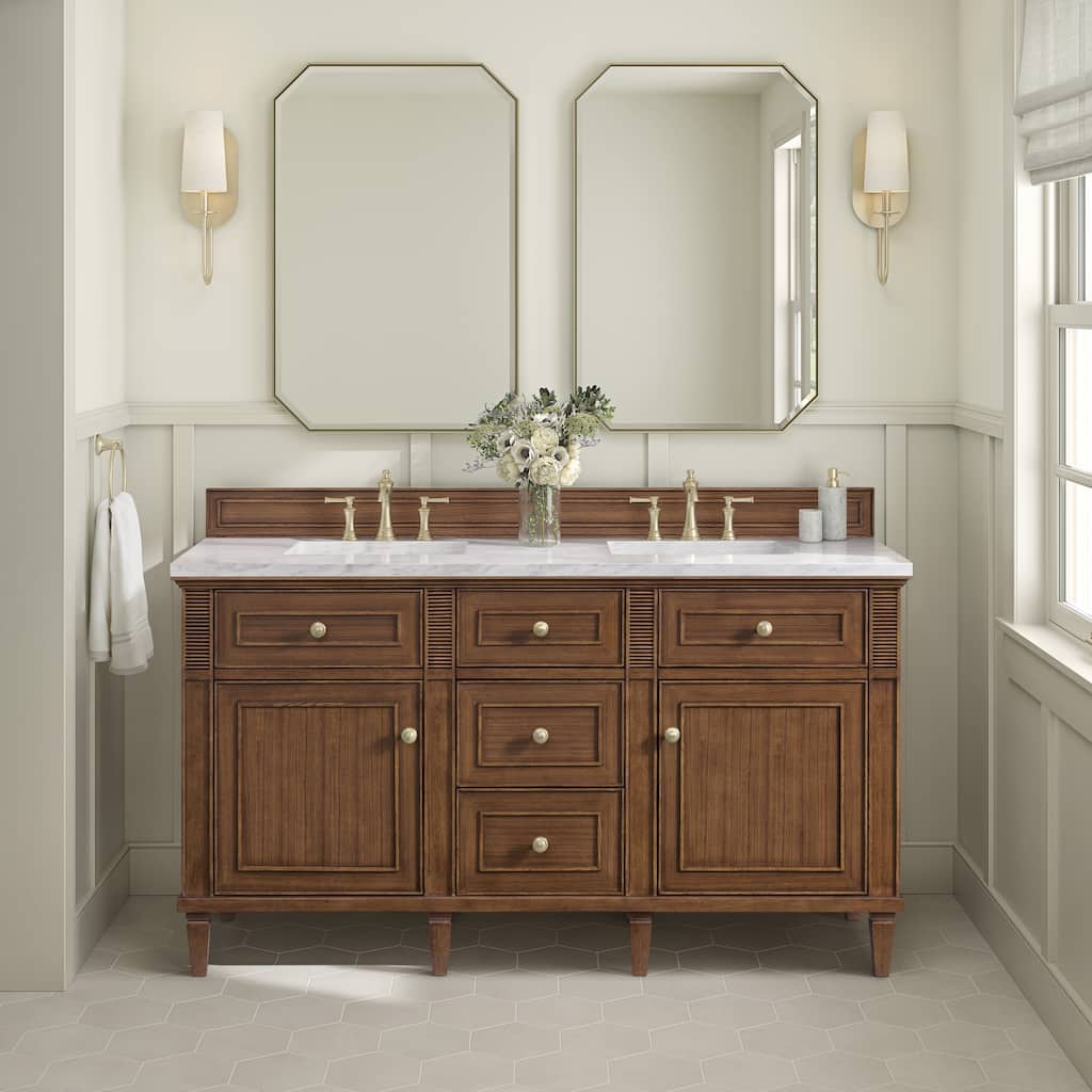 James Martin Vanities Lorelai 60" Double Vanity, Mid-Century Walnut