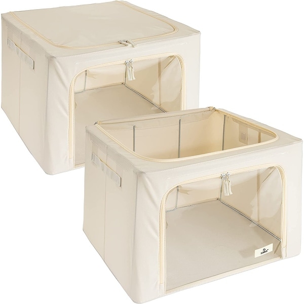 Storage Bins, Foldable Stackable Container Organizer Set with Large Window  & Carry Handles - On Sale - Bed Bath & Beyond - 27394021