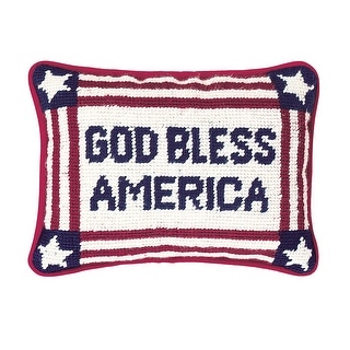 6.5" x 9" God Bless America July Fourth Needlepoint Petite Throw Pillow