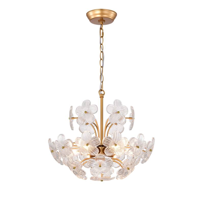 Rosa Modern 6-Light 17.7" Glam Clear Glass Flower Chandelier