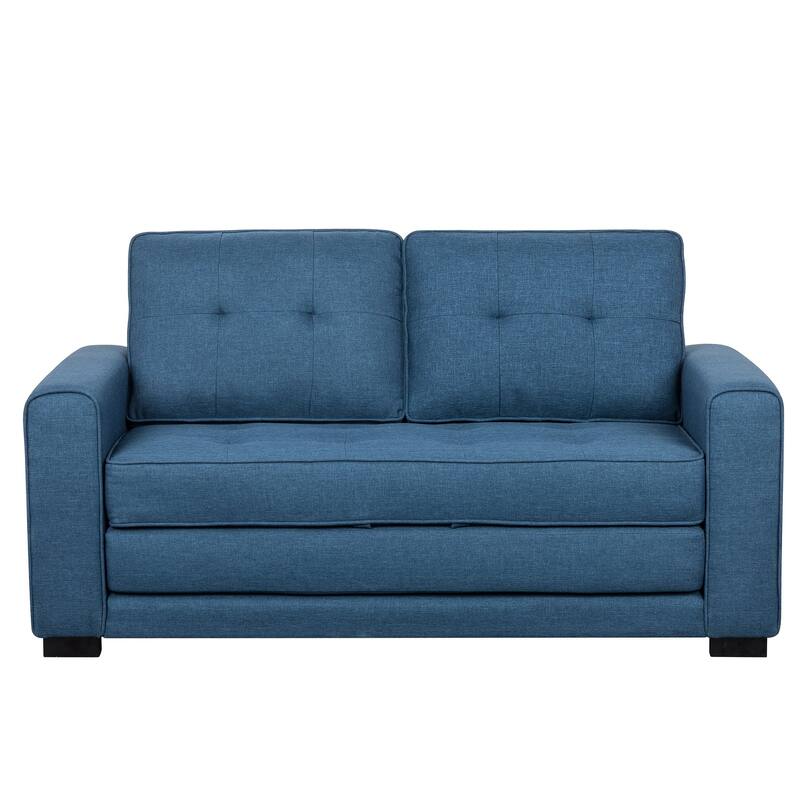 Daisy Modern Fabric Loveseat and Sofa Bed - Blue