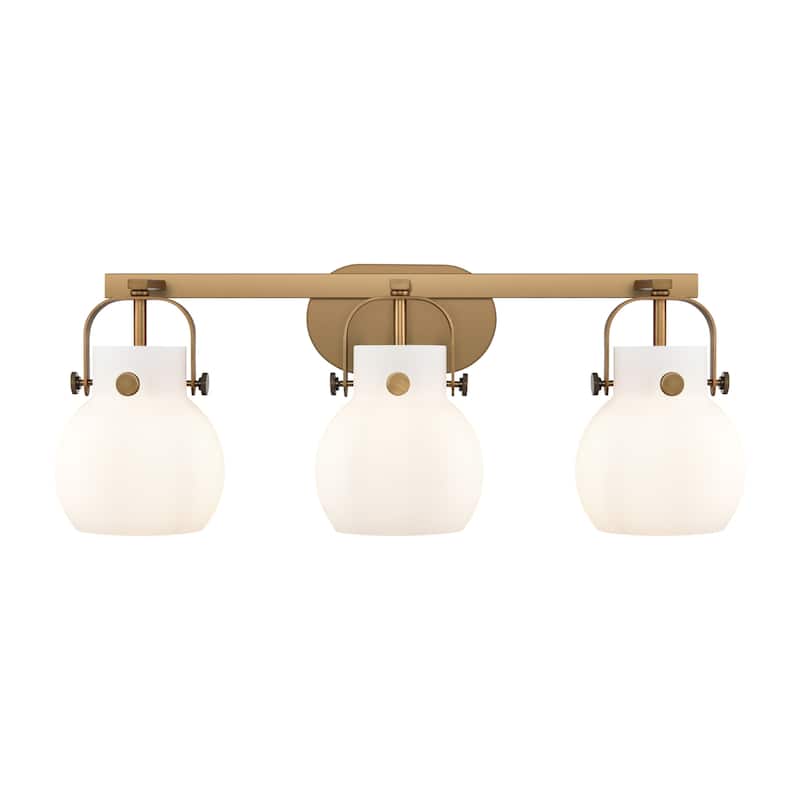 Innovations Lighting 423-3W-10-27 Pilaster II Sphere Vanity Pilaster - Brushed Brass / Matte White