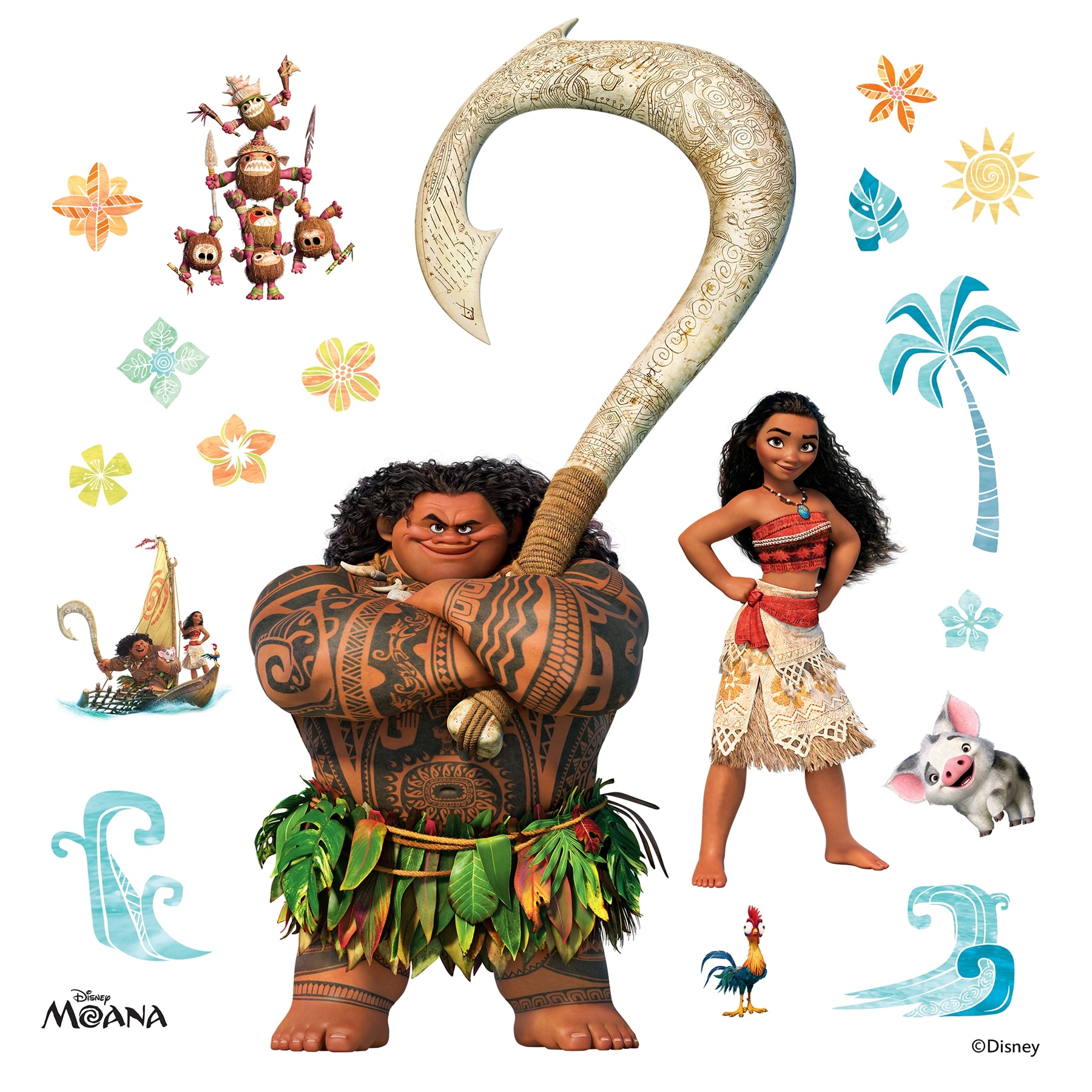 Disney Moana Characters Multi Wall Decals