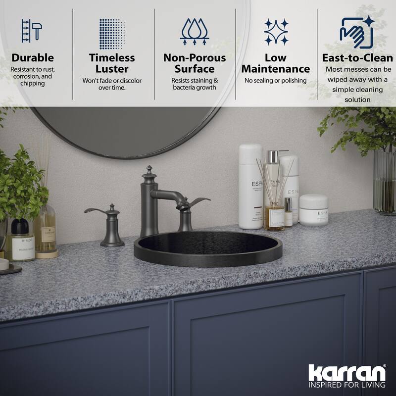 Karran USA CCT100 Cinox 15" Circular Stainless Steel Drop In Bathroom