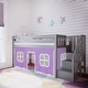 preview thumbnail 60 of 67, Max and Lily Twin Low Loft with Stairs and Curtains Grey with Purple/White Curtain