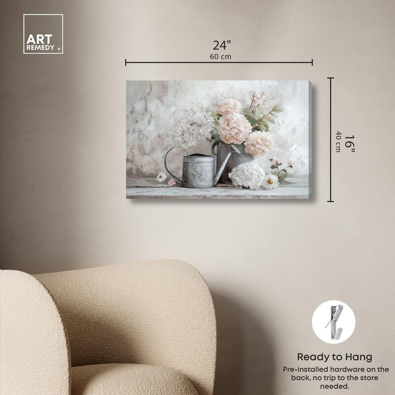 Can and White Blooms Canvas by Art Remedy, Gallery Wrapped
