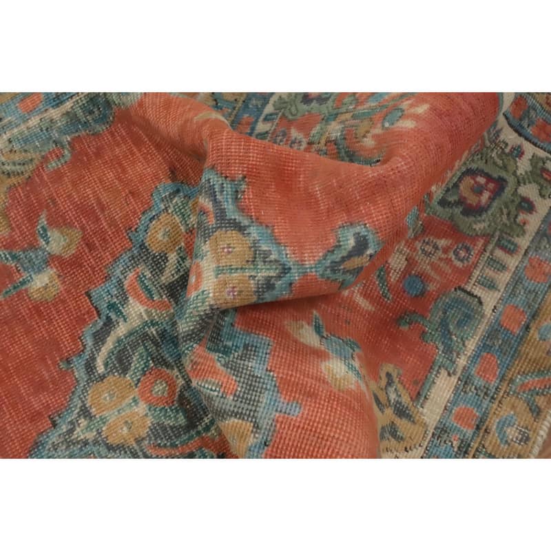 Hand Knotted Oriental 100% Wool Carpet Traditional Floral Oranges & Rust Tabriz Area Rug - 4' 5'' X 2' 8''