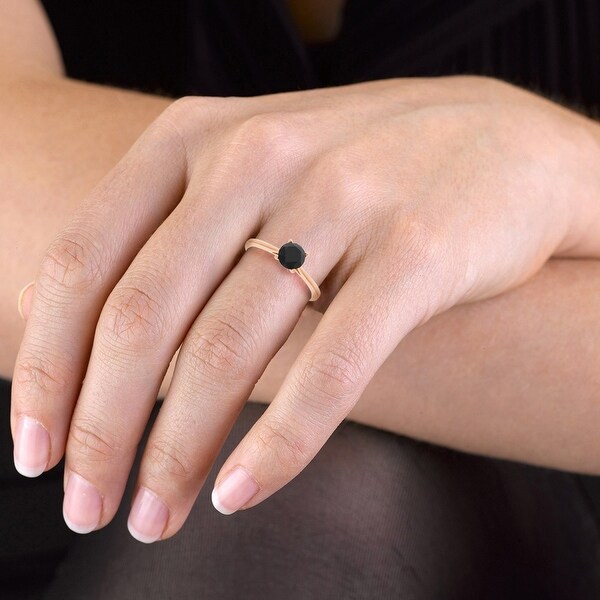 Prism Jewel 1.25 TDW Prong Set Round Black Diamond Solitaire Engagement Ring