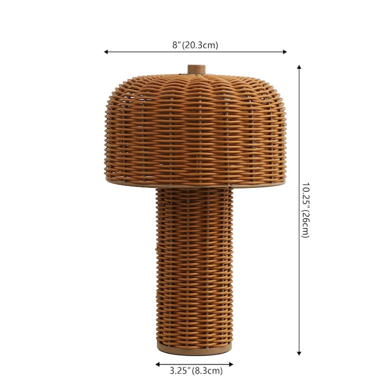 10" Indoor/Outdoor Wicker Rechargeable/Cordless Dimmable LED Table Lamp (Set 2)