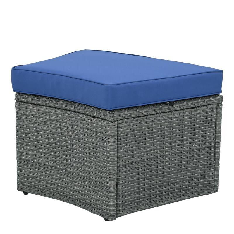 10-Piece Outdoor Sectional Half Round Patio Rattan Sofa Set