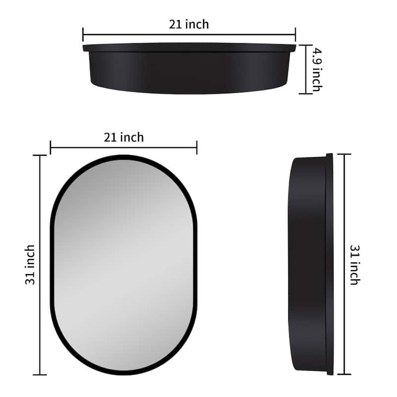 21 x 31 Black Surface Wall Mount Bathroom Medicine Cabinet