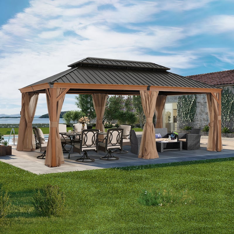 ABCCANOPY Outdoor Hardtop Gazebo with Galvanized Steel Double Roof