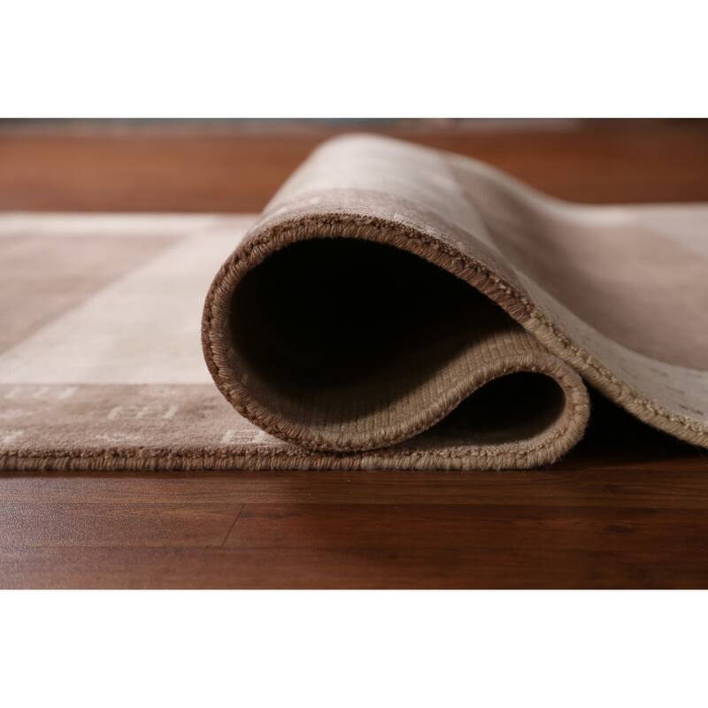 Gabbeh Indian Area Rug Handmade Brown Modern Wool Carpet - 5'4" x 7'8"