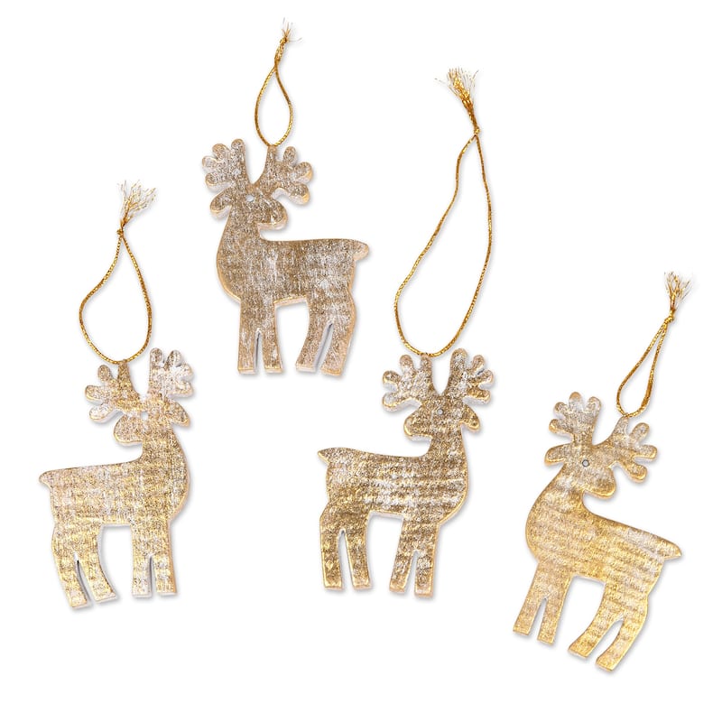 Novica Handmade Glorious Reindeer Wood Holiday Ornaments (Set Of 4)