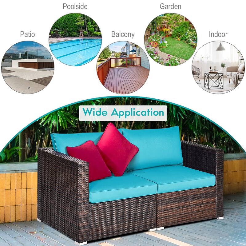 Costway 4PCS Patio Rattan Corner Sofa Sectional Furniture Set - See Details