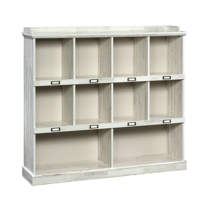 Engineered Wood Farmhouse Bookcase with Ten Spacious Cubbies, White - White