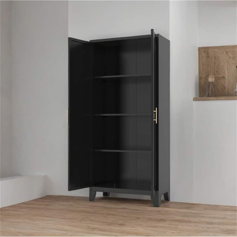 61" Metal Storage Cabinet w/ Doors and Adjustable Shelves for Kitchen