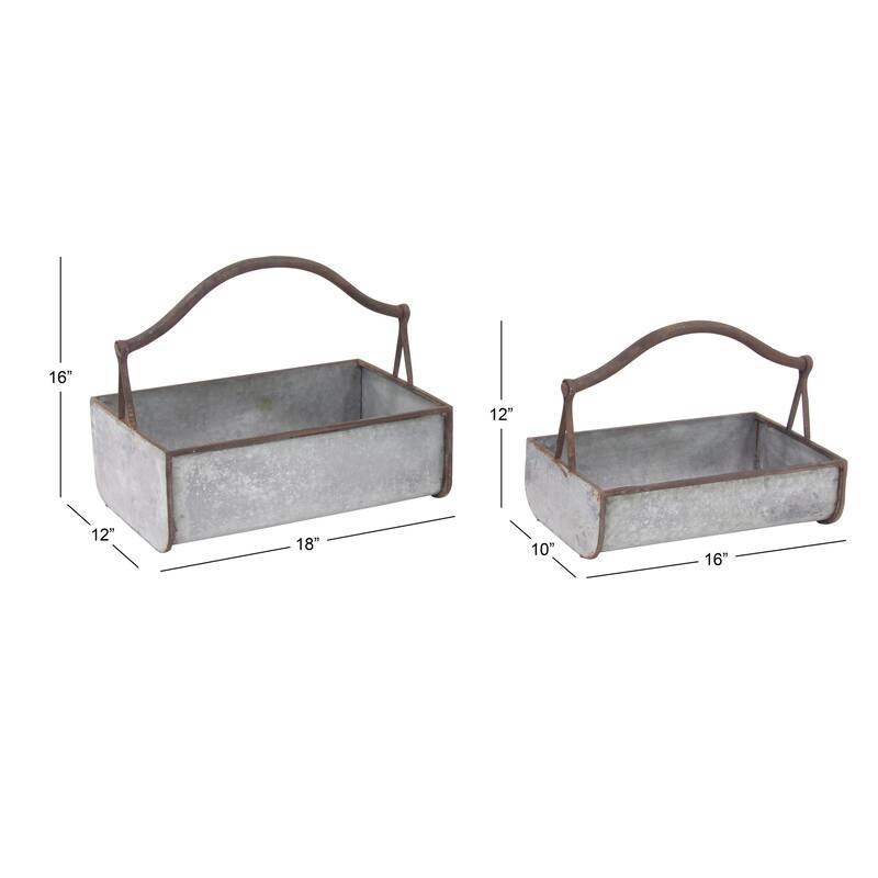 Grey Iron Farmhouse Planter (Set of 2) - 18 x 12 x 16