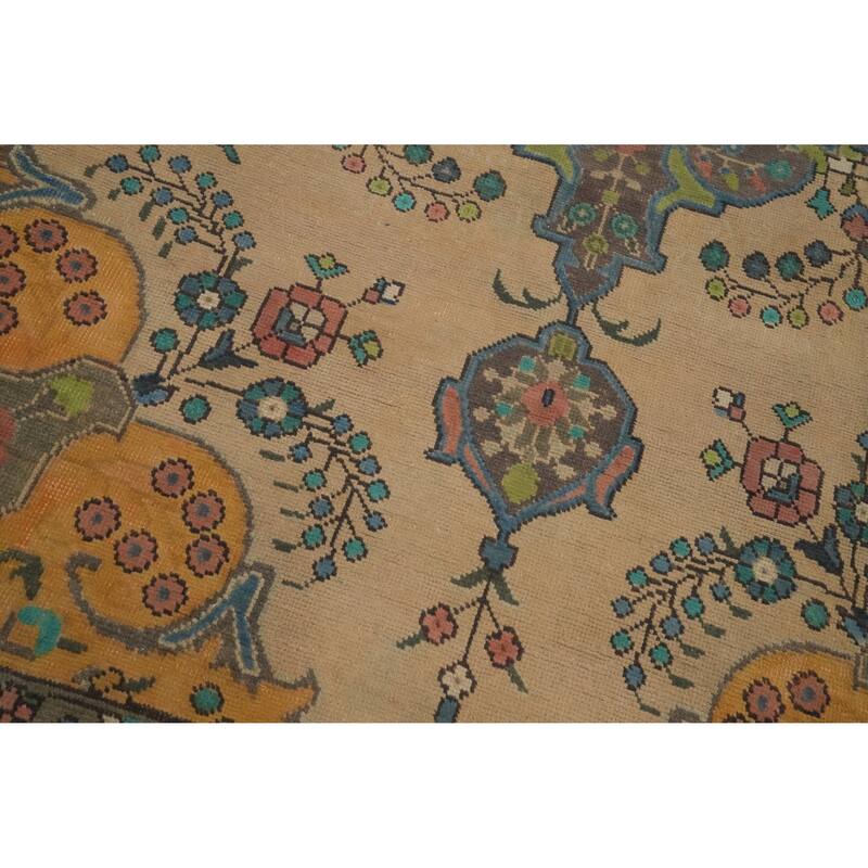 Hand Knotted Oriental 100% Wool Carpet Traditional Floral Brown Tabriz Area Rug - 9' 2'' X 6' 4''