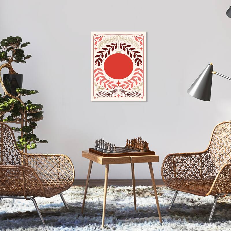 Wynwood Studio Canvas Holiday and Seasonal Sun Ornament Glitter Red Bohemian & Eclectic Wall Art Canvas Print - 16 x 20