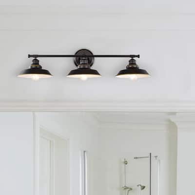 3-Light Dimmable Bathroom Vanity-Light with Clear Glass - 11"x8.75"x32.25"