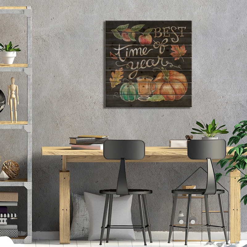 Harvest Chalk IV Print On Wood by Mary Urban - Multi-Color
