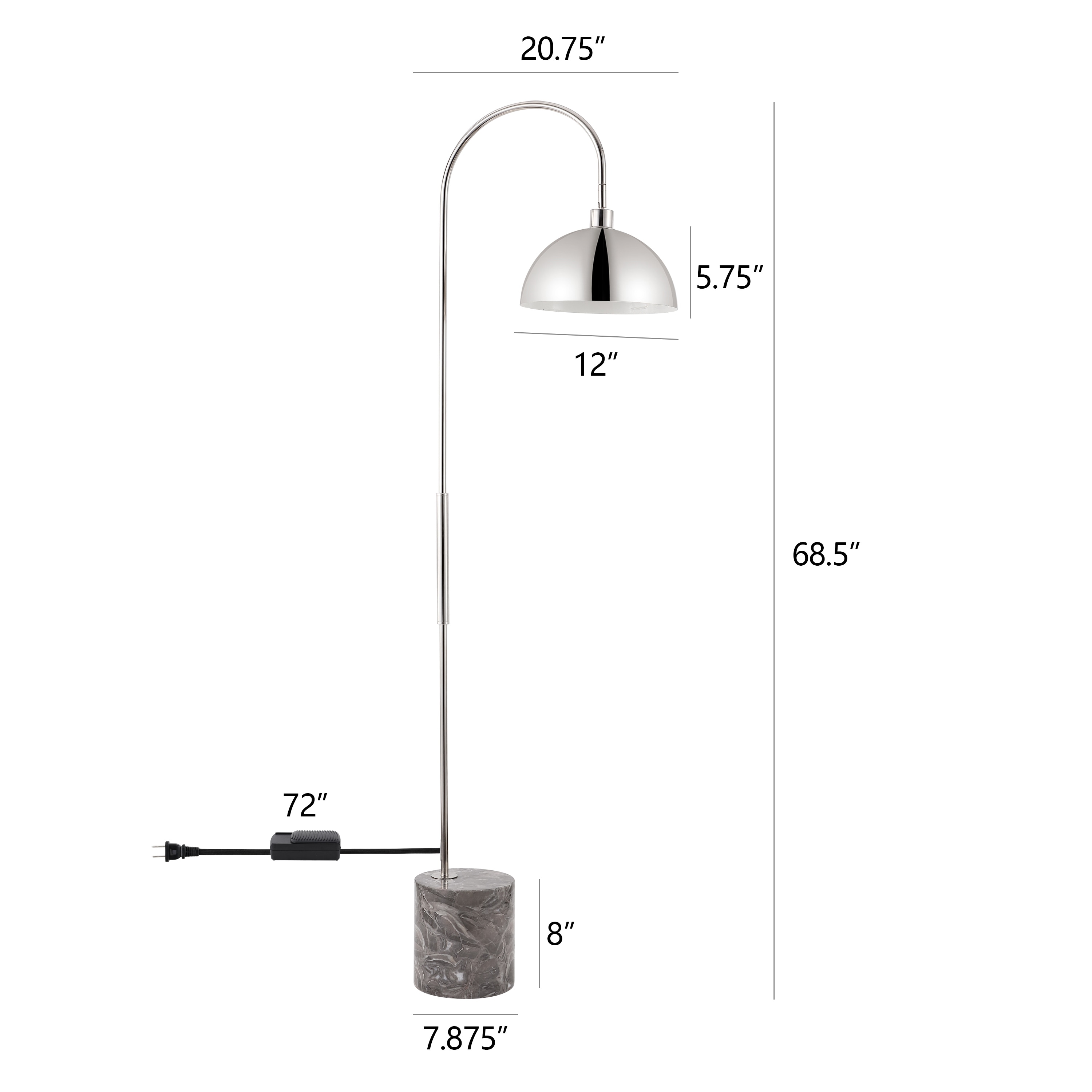 SAFAVIEH Couture Rosabellina 68-inch Marble Floor Lamp - 24"W x 12"D x 68"H