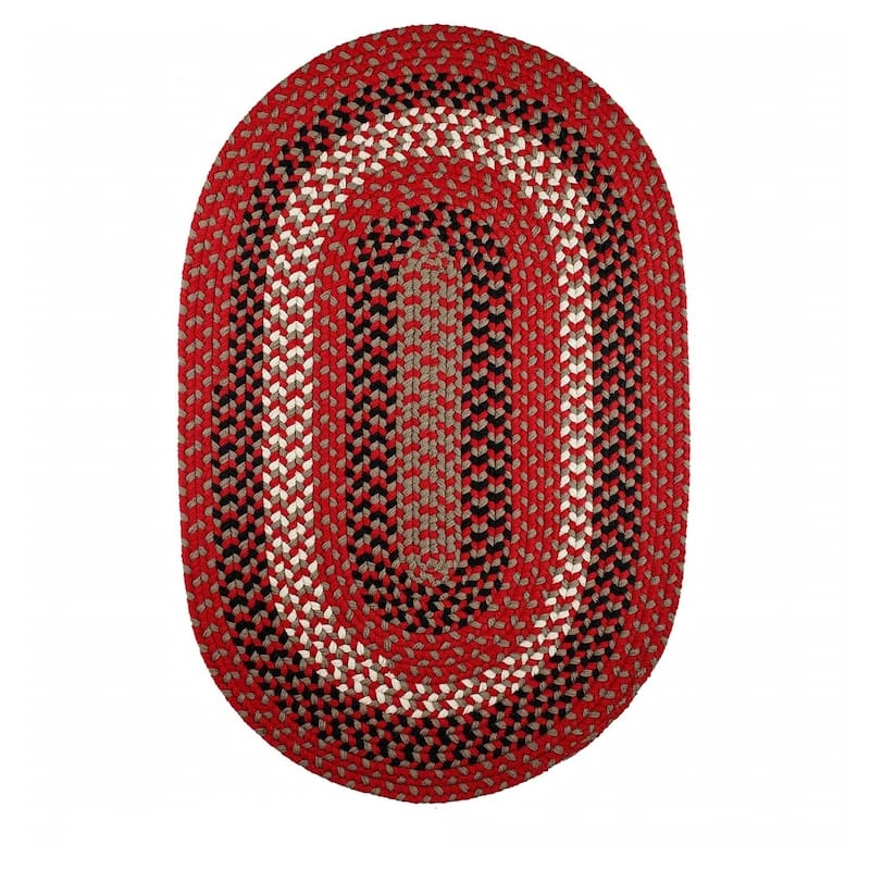 Rhody Rug Mission Hill Indoor/Outdoor Braided Area Rug - Red Brick - 2' x 4' Runner